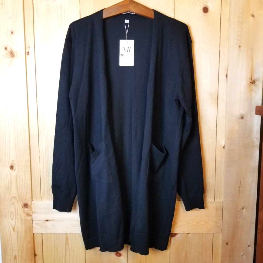 VII Show Open Front Pocketed Long Cardigan Sweater NWT